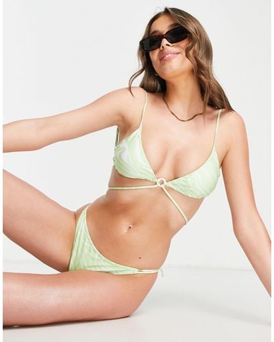 Pimkie – bikinihose mit riemendetail und em wirbelmuster, kombiteil - mgreen - Grün