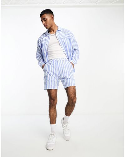Labelrail X Stan & Tom Deckchair Stripe Shorts Co-ord - Blue