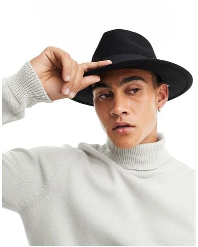 ASOS Wool Fedora Hat With Size Adjuster - Black