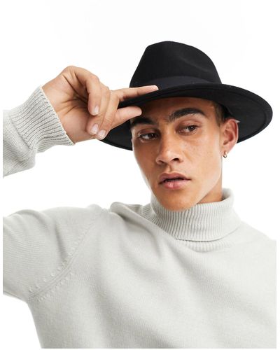 ASOS Sombrero fedora con talla ajustable - Negro