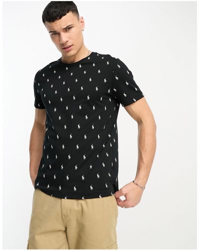Polo Ralph Lauren Loungewear - t-shirt avec logo poney sur l'ensemble - noir