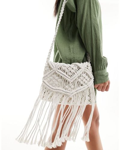 Glamorous Crochet Tassel Shoulder Beach Bag - Green