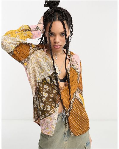 Raga Jenya - camicia con stampa patchwork - Marrone
