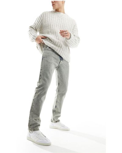 Calvin Klein Jean droit authentique d'ensemble - délavage moyen à l'acide - Blanc