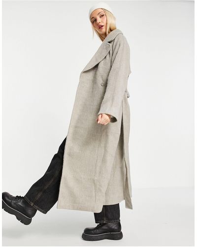 Weekday Kia Wool Brushed Long Coat - Grey