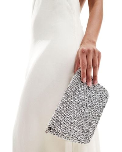 Accessorize Beaded Clutch Bag - White