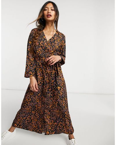 Vero Moda Exclusive Wrap Midi Dress - Brown