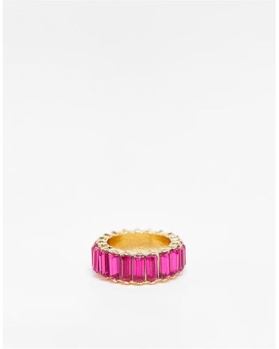 Pieces Esclusiva - anello color e rosa con cristalli baguette - Bianco