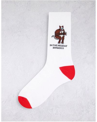 ASOS Friends Socks With Holiday Armadillo Design - White