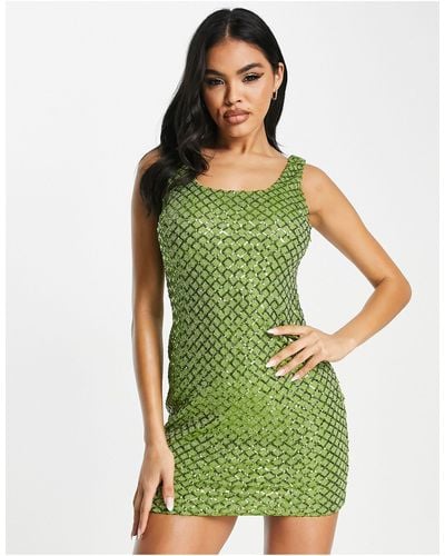 Naanaa Sequin Mini Dress - Green