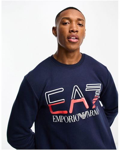 EA7 Emporio Armani - - Sweatshirt Met Oversized Logo - Blauw
