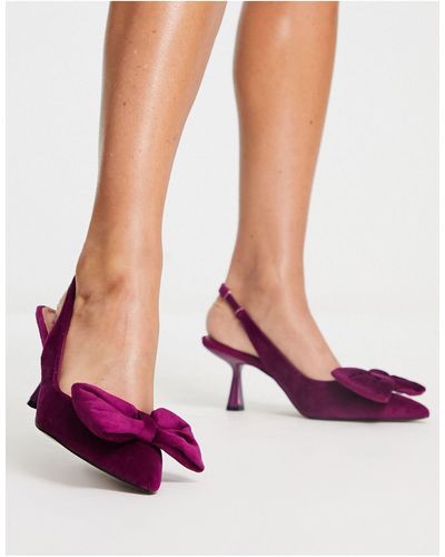 ASOS Scarlett Bow Detail Mid Heeled Shoes - Pink