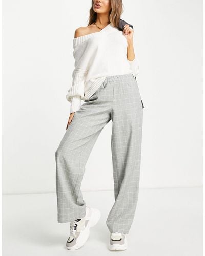 SELECTED Femme Wide Leg Trousers Co-ord With Elasticated Waistband - Grey