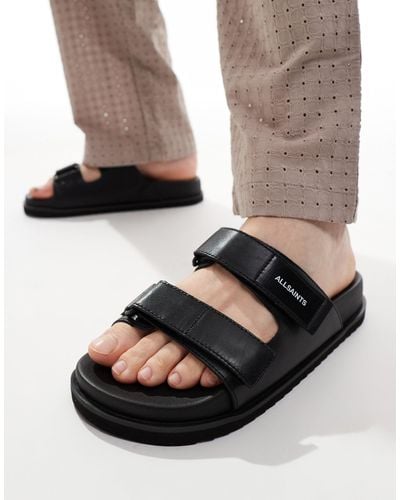 AllSaints Vex Leather Sandals - Black