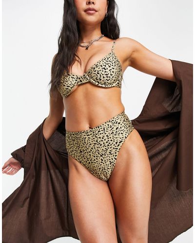 Volcom – ur an animal – bikinihose mit hohem bund und animal-print - Mehrfarbig