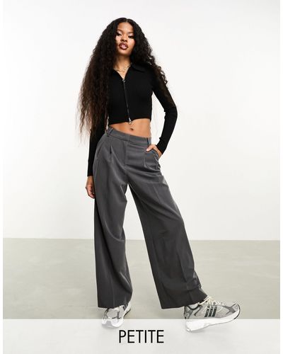 Vila High Waisted Pleat Front Trousers - Grey