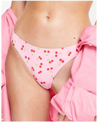Pieces Cherry Print Bikini Bottoms - Pink