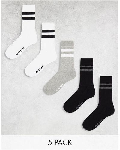 French Connection Fcuk – 5er-pack sport-crewsocken - Weiß