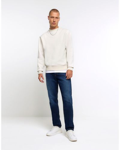 River Island Slim Fit Washed Jean - White