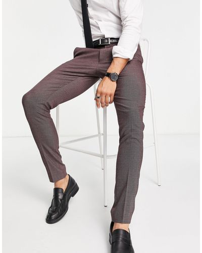 ASOS Skinny Pantalon Met Gestippelde Textuur - Rood