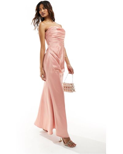 Jarlo Structured Bandeau Satin Maxi Dress - White