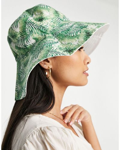 Vero Moda Bucket Hat Met Groene Tropische Print - Meerkleurig