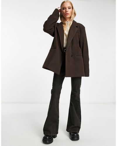 ONLY Blazer oversize en tissu effet laine - Noir