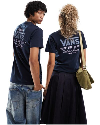 Vans Camiseta azul marino con estampado en la espalda mn holder classic