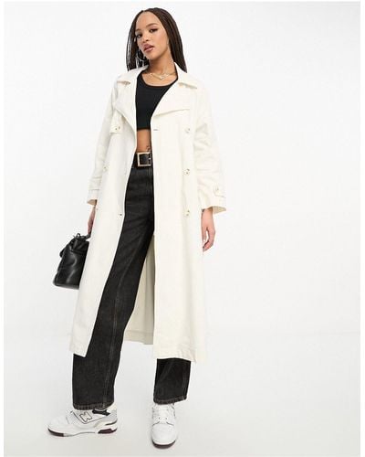 Stradivarius – hochwertiger oversize-trenchcoat - Weiß