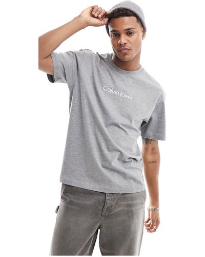 Calvin Klein Camiseta gris medio jaspeado cómoda con logo hero - Blanco