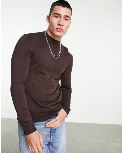 Pull&Bear Turtle Neck Sweater - Brown