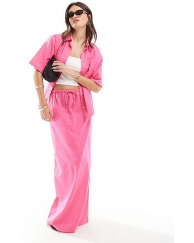 esmé studios Esmee Linen Maxi Beach Skirt Co-ord - Pink