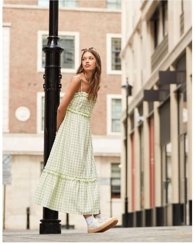 Miss Selfridge Cami Ruffle Trim Maxi Dress - Natural