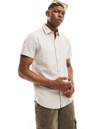 Jack & Jones Short Sleeve Linen Shirt - White