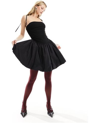 Amy Lynn Alexa - robe courte nouée aux épaules - Noir