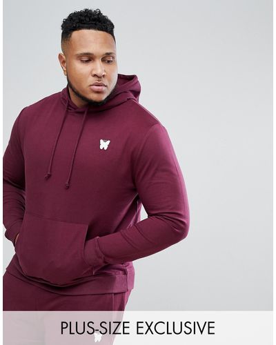 Good For Nothing Plus Hoodie In Burgundy With Chest Logo - Red