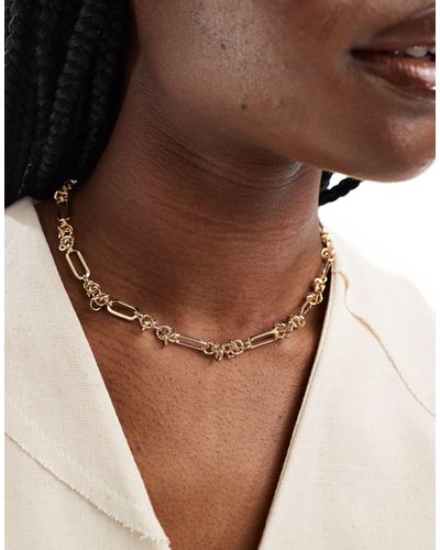 ASOS Necklace With Mixed Chain Link Design - Brown