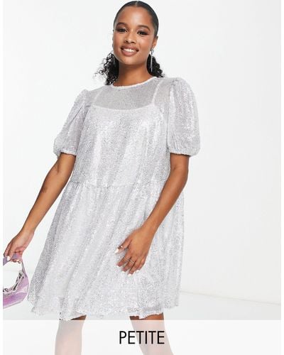 Collective The Label Exclusive Puff Sleeve Sequin Mini Dress - White