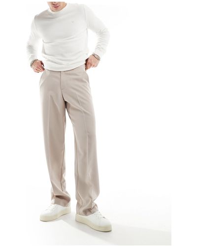ASOS Pantaloni eleganti a fondo ampio beige - Bianco