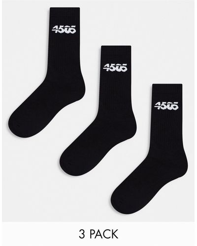 ASOS 4505 Confezione da 3 paia di calzini sportivi neri - Nero