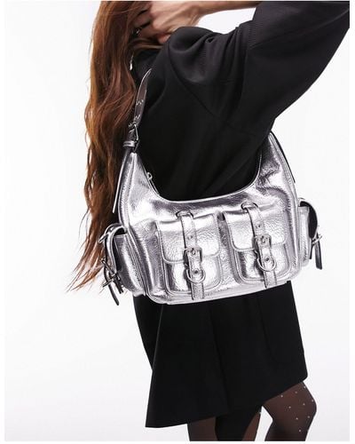 TOPSHOP Serena Multi Pocket Shoulder Bag - Black