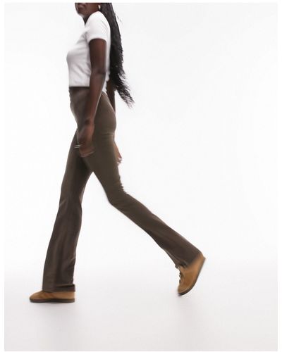 Topshop Unique Topshop tall - pantalon évasé en velours côtelé stretch - taupe - Neutre