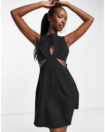 Trendyol Sleeveless Mini Dress With Decorated Cut Outs - Black