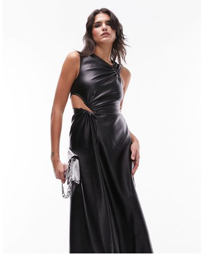 Topshop premium cut out bralette midi dress in black