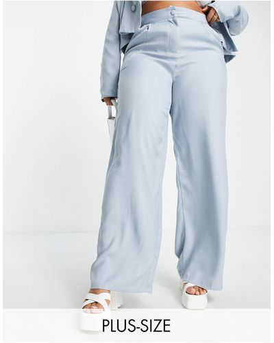 Missguided Pantalon large à pinces d'ensemble - Bleu