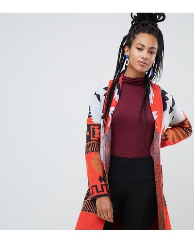 Esprit Aztec Print Cardigan In Red