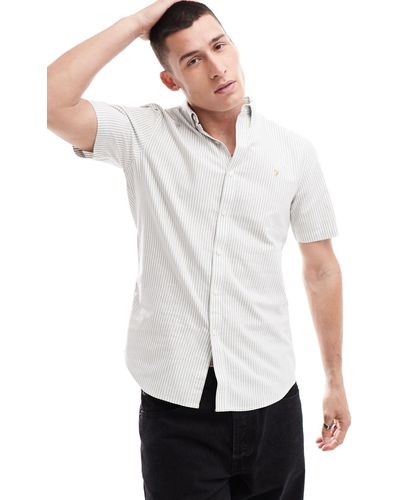 Farah Brewer Stripe Short Sleeve Shirt - White