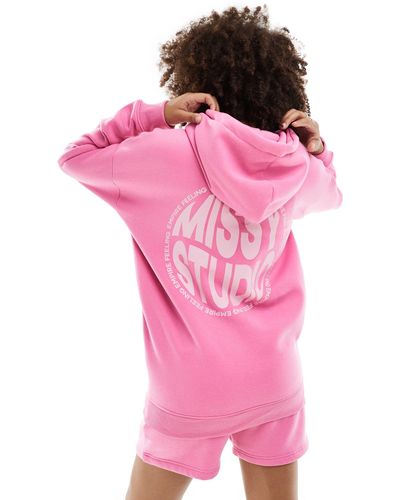 Missy Empire Missy empire - sweat à capuche d'ensemble oversize avec logo au dos - Rose