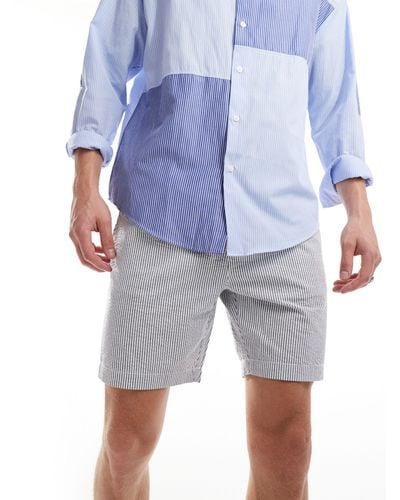 Threadbare Seersucker Stripe Shorts - Blue