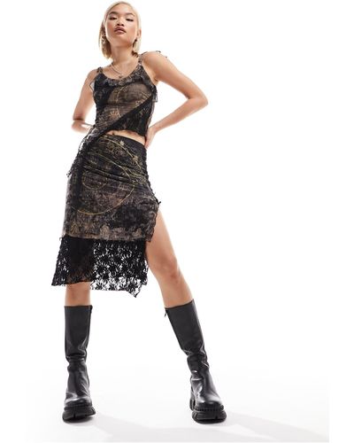 Reclaimed (vintage) Falda midi con estampado cósmico y diseño - Multicolor